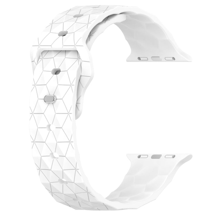 White silicone watch band with football-texture geometric pattern and vented holes.