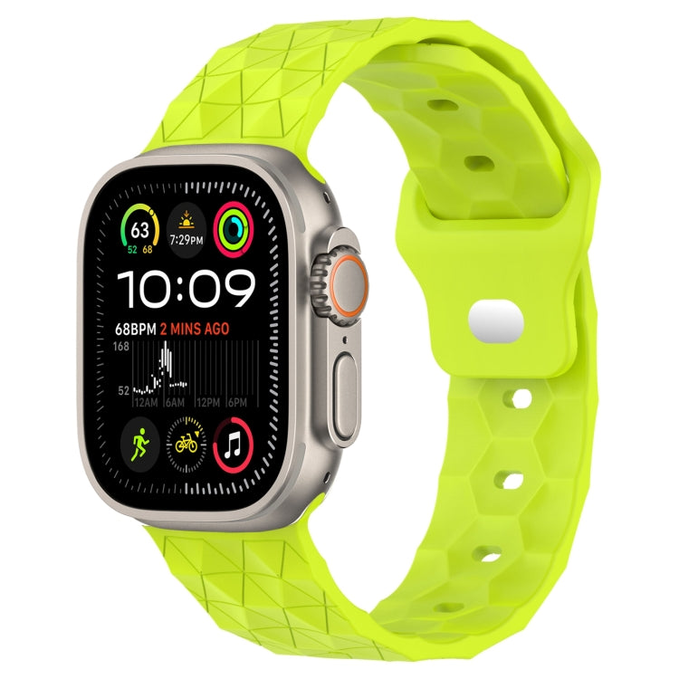 Silicone football-texture watch band in neon lime green with perforated strap holes