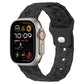 Silicone football-texture watch band in black with perforated strap holes