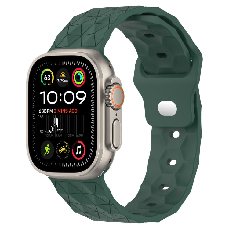Silicone football-texture watch band in pine green with perforated strap holes