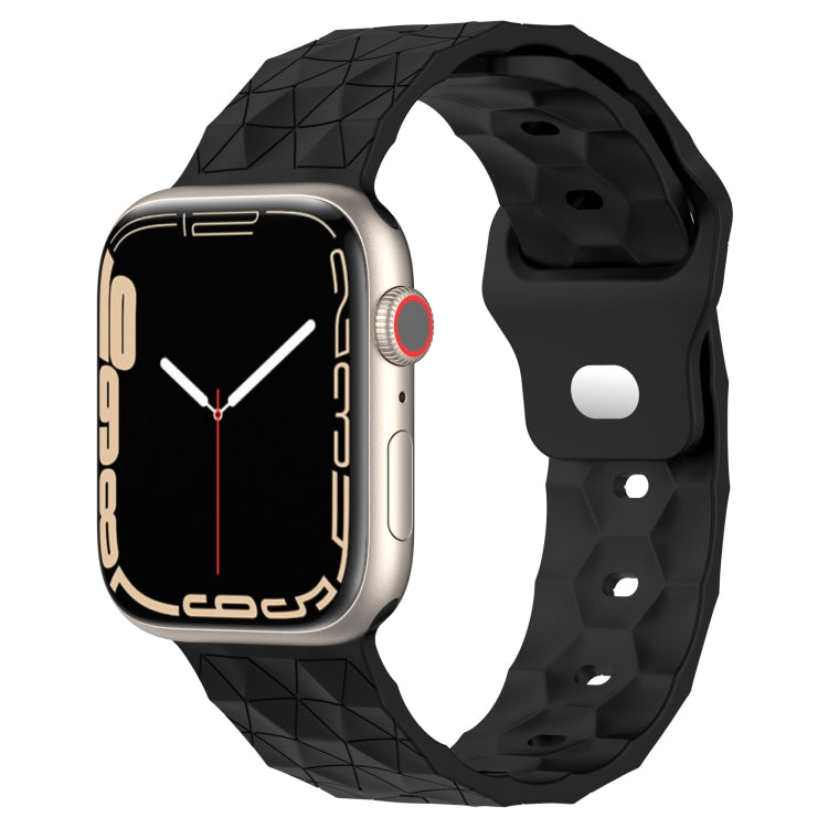 Silicone football-texture watch band in black with perforated strap holes