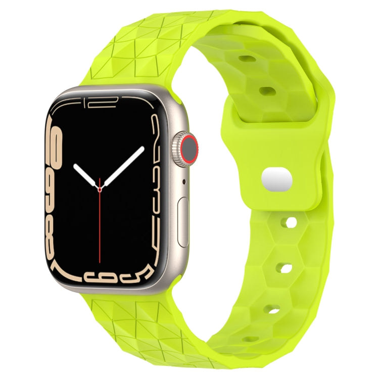 Silicone watch band with football texture, neon lime green color. Fits smartwatch.