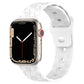 Football-texture silicone watch band in white with perforated strap holes