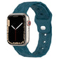 Teal blue football-texture silicone watch band with patterned links and pin holes
