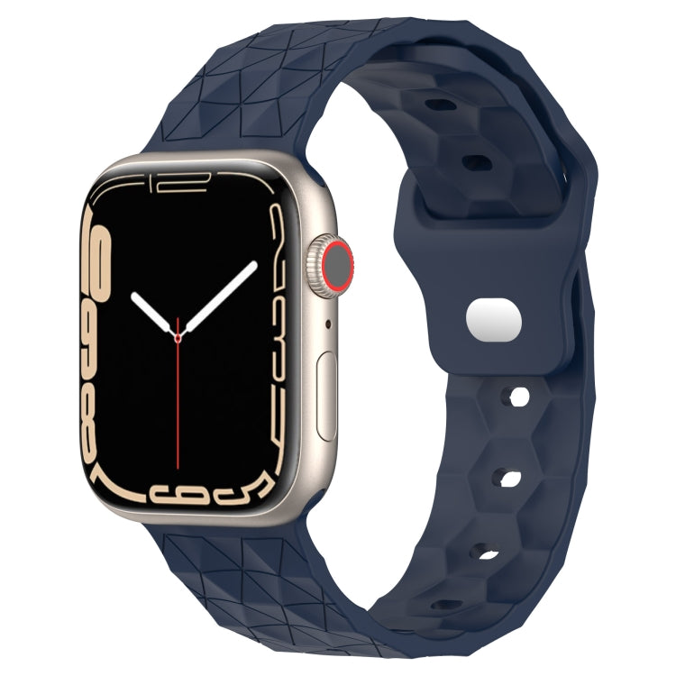 Midnight blue football-texture silicone watch band with patterned links and pin holes