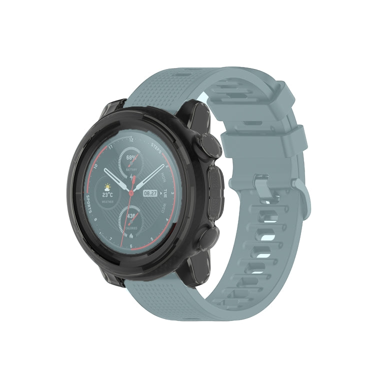Transparent TPU watch case cover in black, fitted to a sports smartwatch.