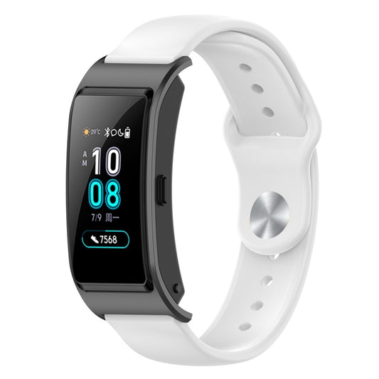 18mm silicone smartwatch strap with reverse buckle, white band and black clasp