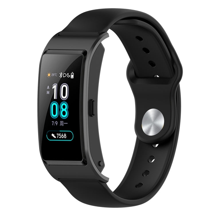 18mm silicone smartwatch strap with reverse buckle, black band and metal keeper