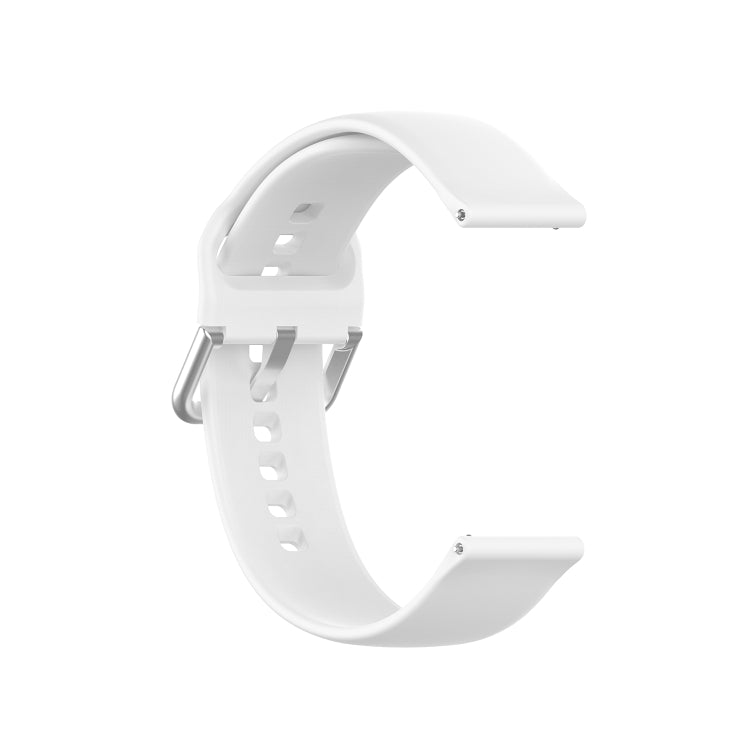 22mm Universal Silver Buckle Silicone Replacement Wrist Strap, L, S