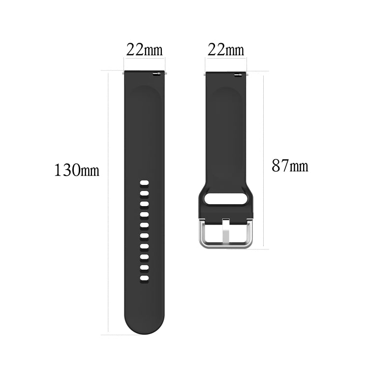 22mm Universal Silver Buckle Silicone Replacement Wrist Strap, L, S