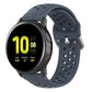 Dark gray silicone sport wrist strap with perforated holes and metal pin buckle