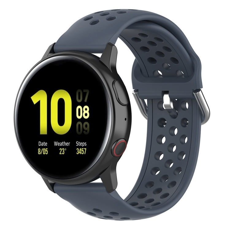 Dark gray silicone sport wrist strap with perforated holes and metal pin buckle