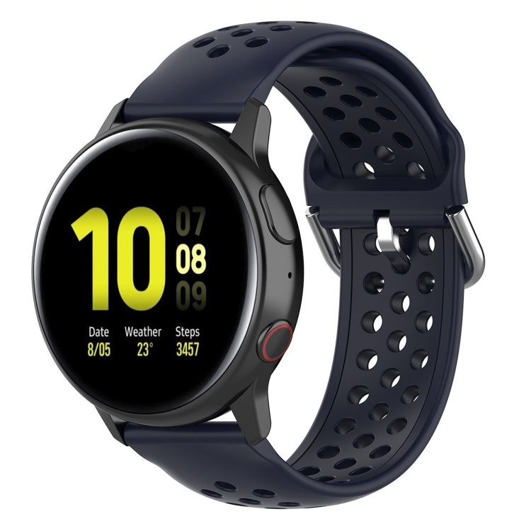Navy silicone sport wrist strap with perforated holes and metal pin buckle