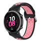 Silicone sports watch strap, black with pink perforated band and clasp