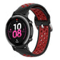 Silicone sports watch strap, black and red perforated band with buckle