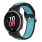 Silicone sports watch strap, black with light blue perforated band and clasp