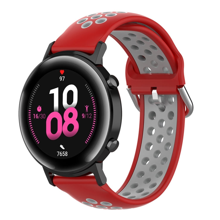 Silicone sports watch strap, red with black perforated band and buckle