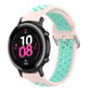 Two-tone pink and teal silicone sports watch strap, perforated, with black watch case