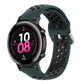 Two-tone dark teal and black silicone sports watch strap, perforated, with black watch case