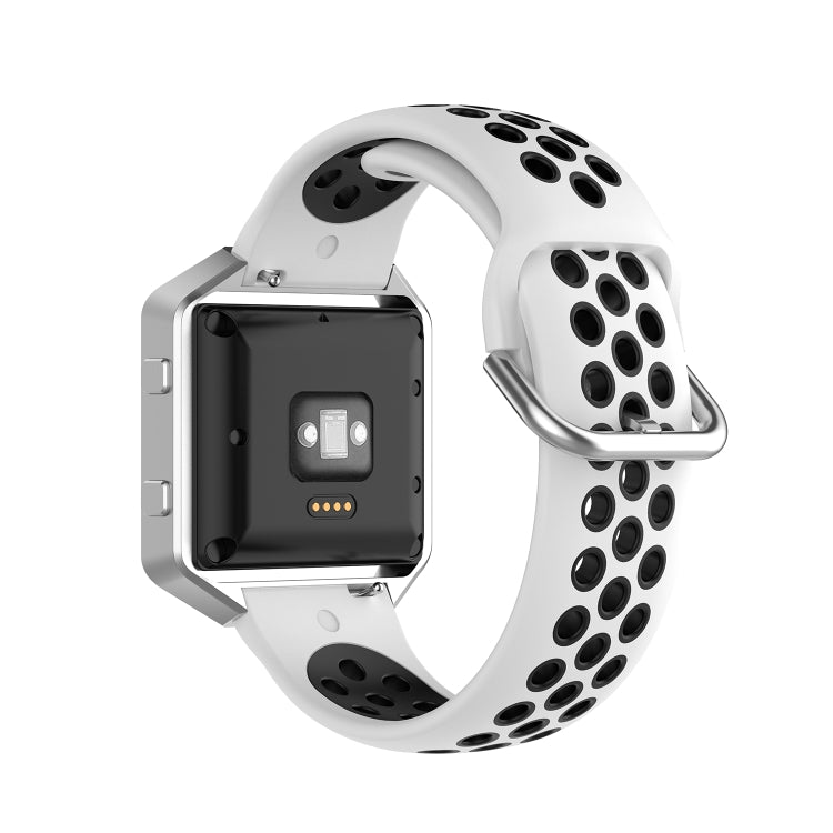 White 23mm silicone sports watch strap with perforated holes and metal clasp for smartwatch