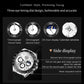 OLEVS multifunction sports chronograph quartz watch, three-eye timing dial infographic view
