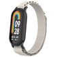 Metal plug loop nylon watch band with light gray strap and black watch front