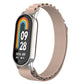 Beige nylon loop watch band with metal plug clasps and silver links
