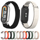 Two-tone set of metal plug nylon loop watch bands: black and light gray