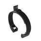 Black mesh watch band with buckle and band holes, angled underside view