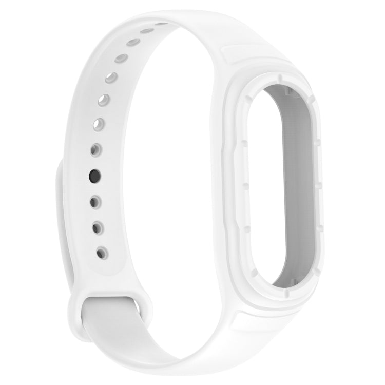 White silicone replacement watch band with open back frame and side hole row