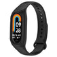Black silicone replacement watch band with perforated holes and clasp; tracker display