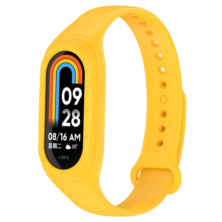 Yellow silicone smart watch band with integrated fitness display