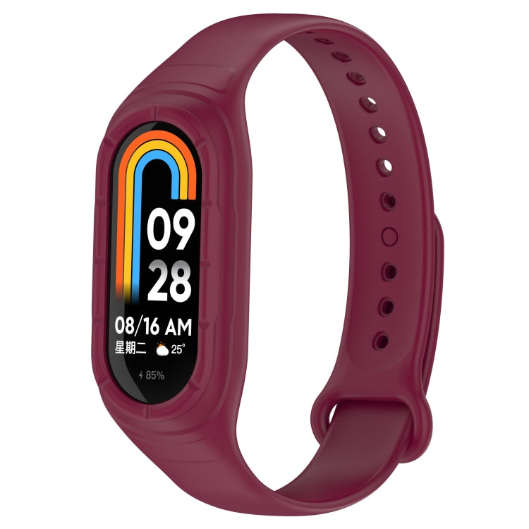 Plum silicone smart watch band with integrated fitness display