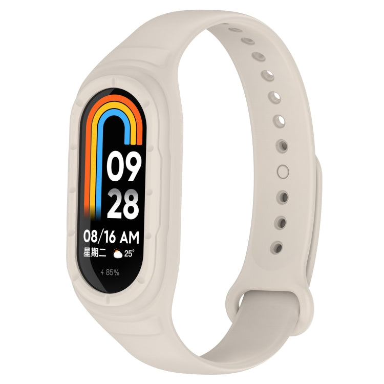 White silicone smart watch band with integrated fitness display