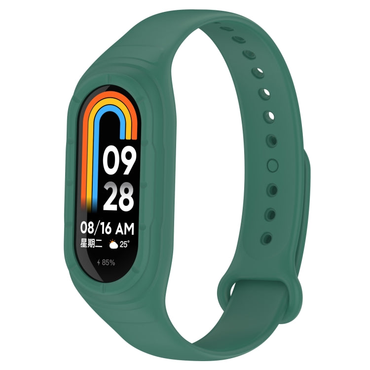 Green silicone smart watch band with integrated fitness display