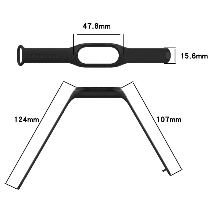 Black silicone replacement watch band with molded clasp and perforation holes