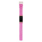Pink nylon replacement watch strap with metal buckle clasp, end view