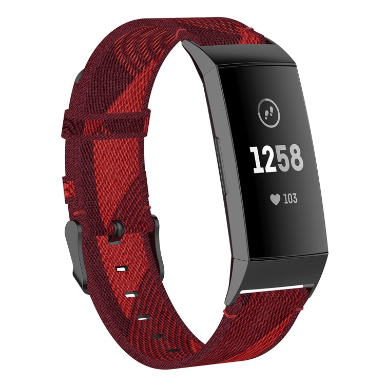 Fitbit Charge nylon denim replacement strap, dark red with red stripe pattern