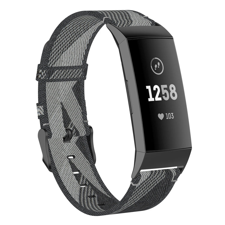 Fitbit Charge nylon denim replacement strap, gray with dark stripe pattern