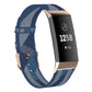 Fitbit Charge nylon denim replacement strap, blue with light stripe pattern