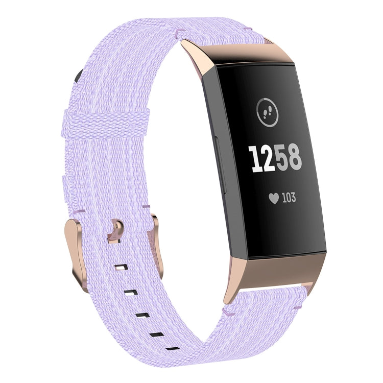Fitbit Charge nylon denim replacement strap, light purple with subtle stripe pattern