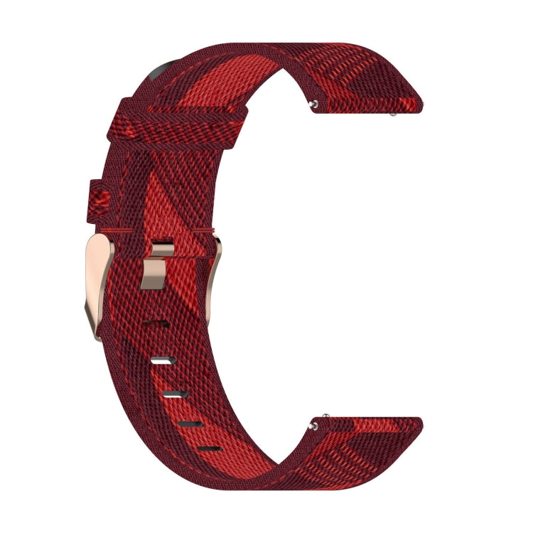 20mm nylon denim watch strap, red stripe pattern with adjustable holes
