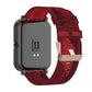 20mm nylon denim watch strap, red stripe pattern with clasp and adjustment holes