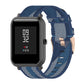 20mm nylon denim watch strap with blue stripe pattern and metal clasp