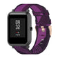 20mm nylon denim watch strap with purple stripe pattern and metal clasp