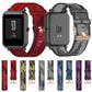 Assorted nylon canvas watch straps with buckles, multiple colors including red and gray