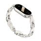 Hollow leather chain watch band with magnetic buckle, silver/white, for Xiaomi Smart Band