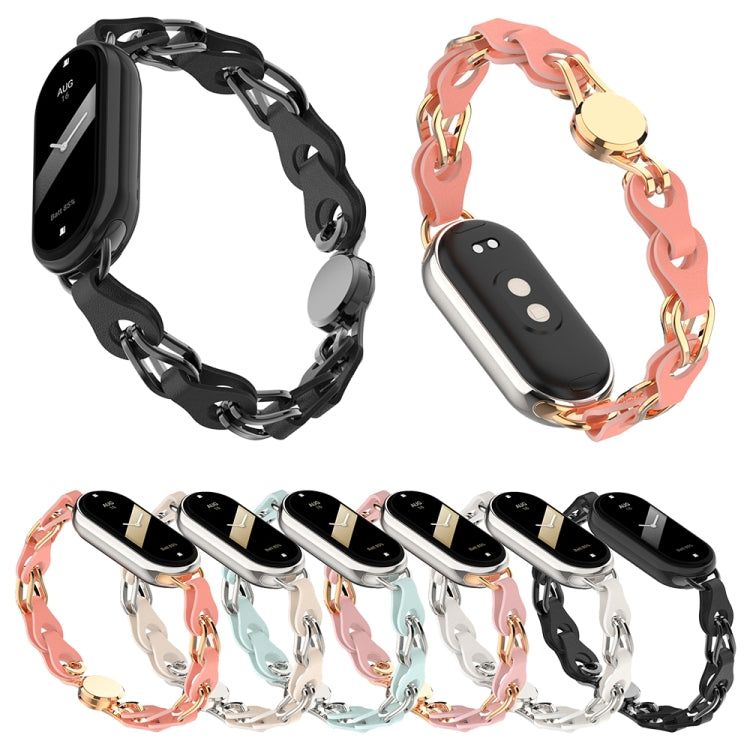 Hollow leather chain magnetic buckle watch bands in multiple colors, with clasp straps