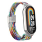 Adjustable nylon braided watch band with stainless steel buckle; multicolor woven strap