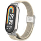 Adjustable nylon braided watch band with stainless steel buckle, gray-beige weave